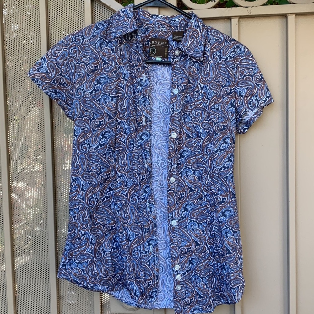 Roper Blue and Brown Paisley Shirt